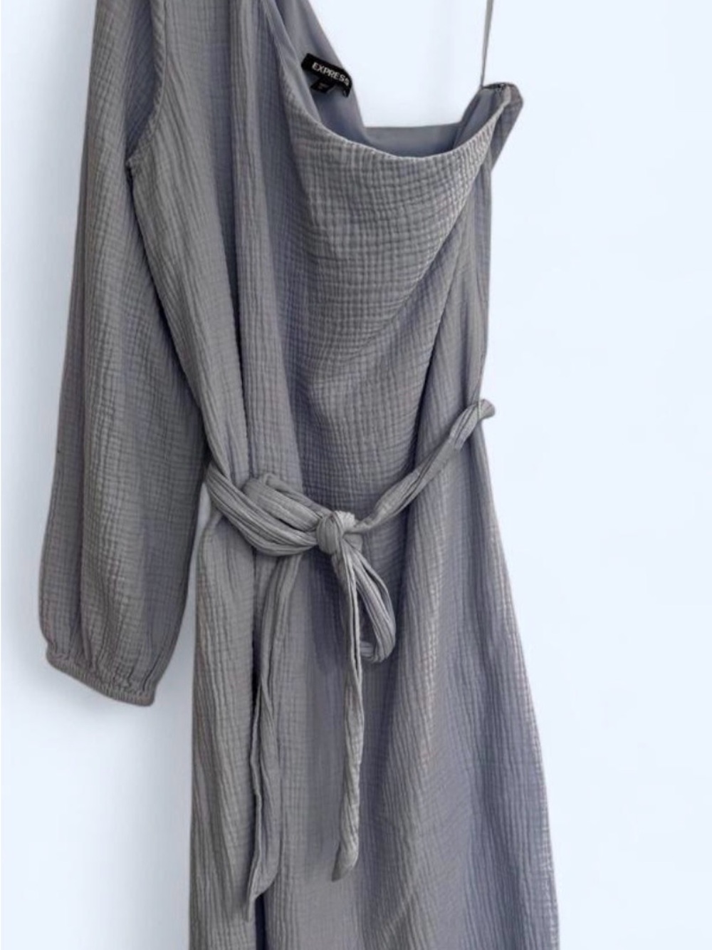 Express blue Textured Wrap Robe with Self-Tie Belt
